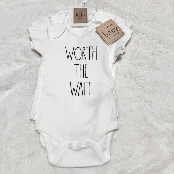 🆕Rae Dunn 3pk WORTH THE WAIT Bodysuits - Picture 2 of 4
